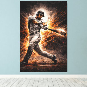 Impressão Em Tela Impacto Implacável – Swing de Poder do Beisebol
