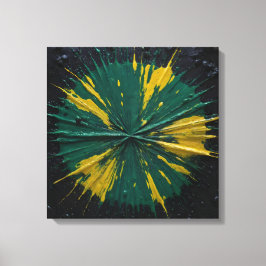 Impressão Em Tela Impacto radial: ruptura de tinta verde e amarela