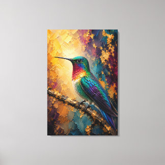 Impressão em Tela Impasto de Beija-flor de Luxo