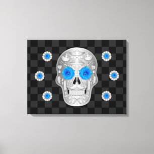 Impressão Em Tela Impressão da tela Chrome Calavera (Rosa azul)