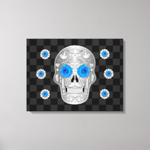 Impressão Em Tela Impressão da tela Chrome Calavera (Rosa azul)