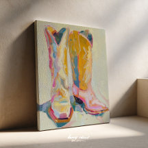 Impressão de Pintura de Botas de Cowgirl Tela West