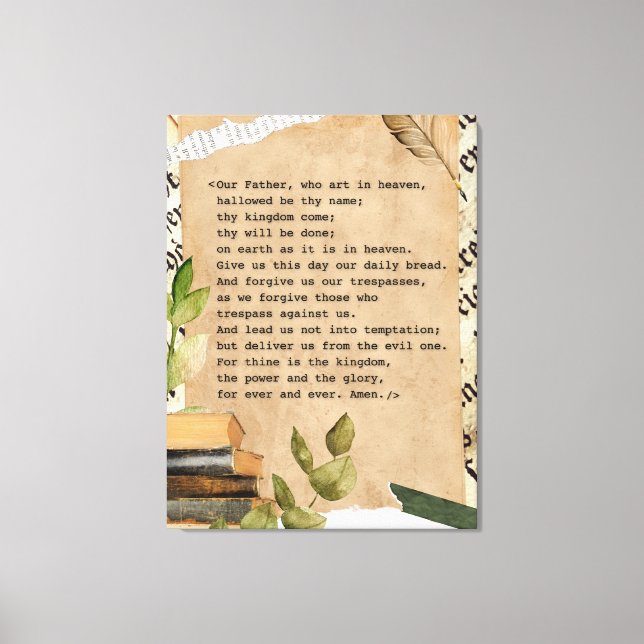 Impressão Em Tela Impressão de tela 30 x 40 - Oração do Senhor (Frente)