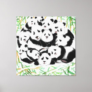 Impressão Em Tela Impressão de Tela da Família Pandas - Pintura