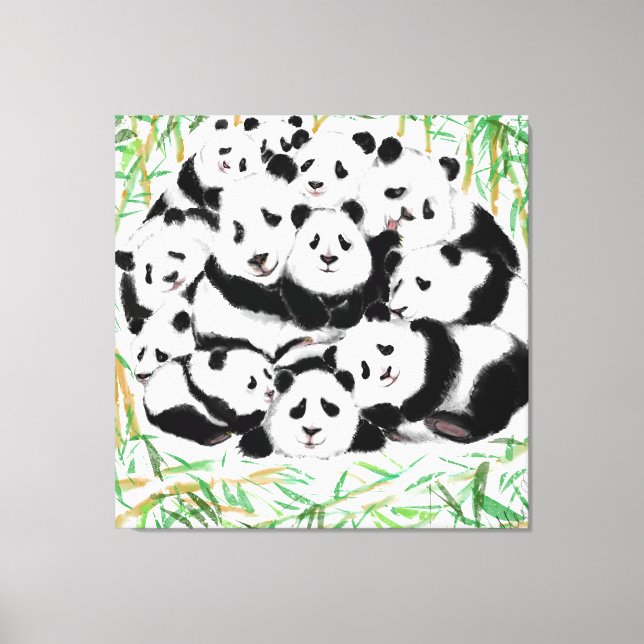 Impressão Em Tela Impressão de tela da família Pandas - Pintura (Frente)