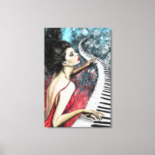 Impressão Em Tela Impressão de tela da mulher ao piano