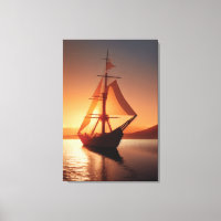 Impressão de Tela de Barco de Madeira Antiga