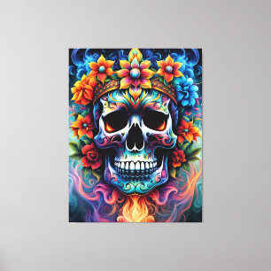 Impressão Em Tela Impressão de Tela de Caveira da Flor