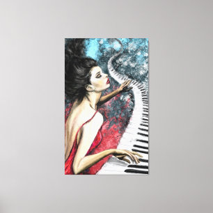 Impressão Em Tela Impressão de Tela de Mulher Piano