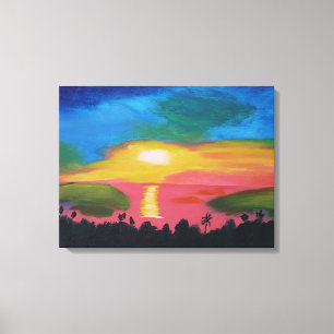 Impressão Em Tela Impressão de Tela de Pintura Acrílica Sunset Havai