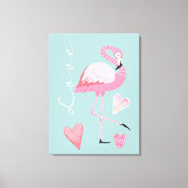 Impressão Em Tela Impressão de tela esticada de Flamingo Rosa Amor