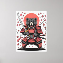 Impressão Em Tela Impressão de tela esticada do Urso Samurai