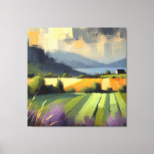 Impressão Em Tela Impressionista Abstrato Paisagem Tempestade Laranj