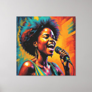 Impressão Em Tela Impressionista do Neon Afro-Americano Colorido
