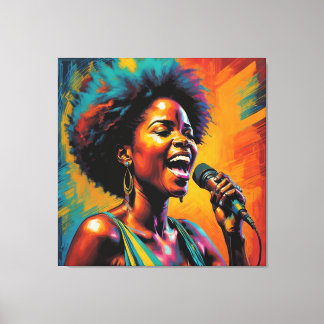 Impressão Em Tela Impressionista do Neon Afro-Americano Colorido