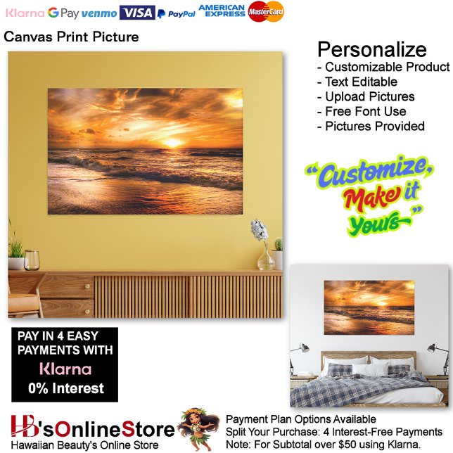 Impressão Em Tela Imprimir Imagem de Tela de Praia Sunset 45 (Sunset Beach Canvas Print Picture 45.)
