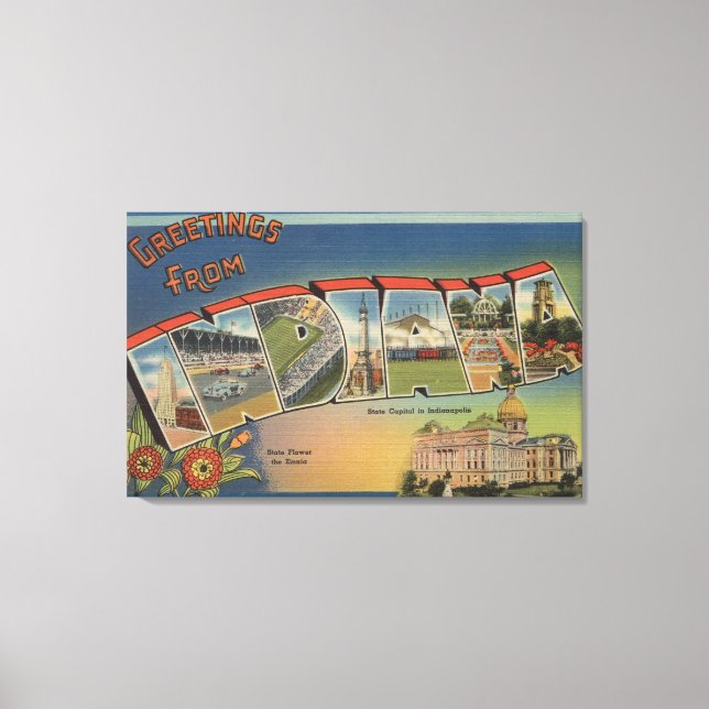 Impressão Em Tela Indiana (Capital Estatal/Flor) (Frente)