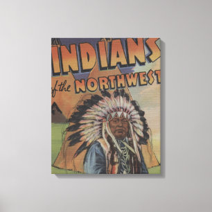 Impressão Em Tela Indianos do noroeste - chefe indiano & Teepee