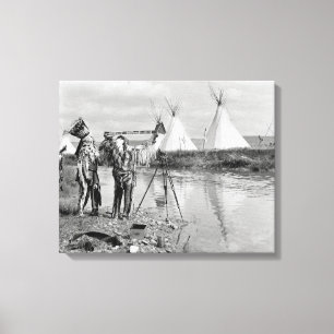 Impressão Em Tela Índios Vendo Negativos de Fotografias, 1913