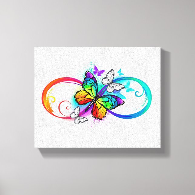 Impressão Em Tela Infinidade brilhante com borboleta arco-íris (Frente)