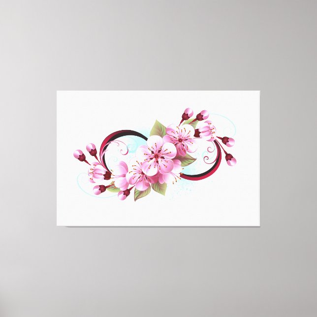 Impressão Em Tela Infinidade com Flores de Flor Sakura (Frente)