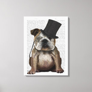 Impressão Em Tela Inglês Bulldog, Formal Hound e Hat