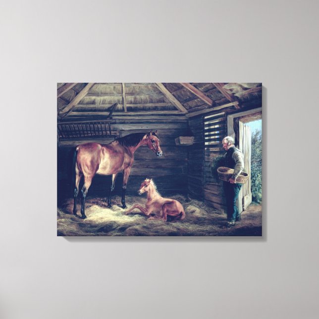 Impressão Em Tela Inglês Mare With Her Foals, 1833 (Frente)