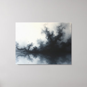 Impressão Em Tela Inkstorm – Arte Fluida Abstrata Monocromática 40"x