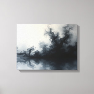 Impressão Em Tela Inkstorm – Arte Fluida Abstrata Monocromática 40cm