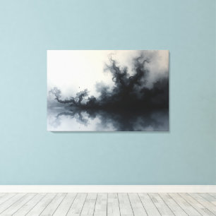 Impressão Em Tela Inkstorm – Arte Fluida Abstrata Monocromática 91cm