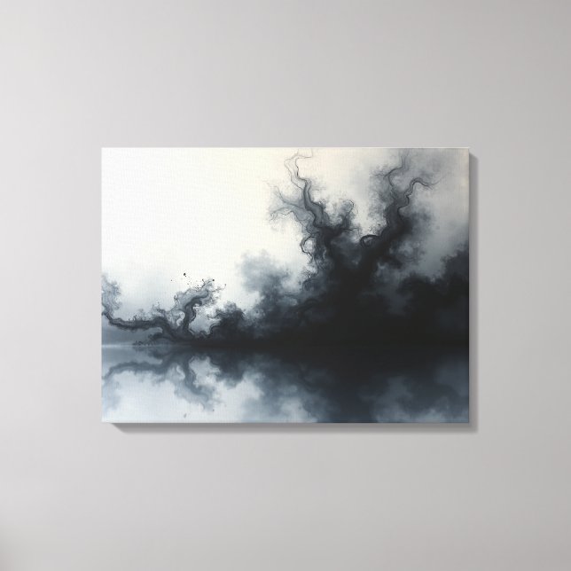 Impressão Em Tela Inkstorm – Monochrome Abstract Fluid Art 24"x18" (Frente)