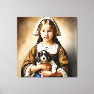 Impressão Em Tela "Innocência Afluente" "Cornelia" Rapariga Com Pupp