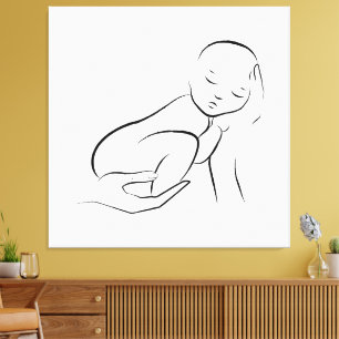 Impressão Em Tela Inocência Acolhida – Arte Minimalista de Bebê em L