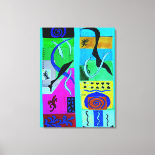 Impressão Em Tela Inspiração Abstrato Azul Moderna de Matisse