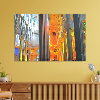Impressão Em Tela Interior da Sagrada Família Barcelona Arte de Pare