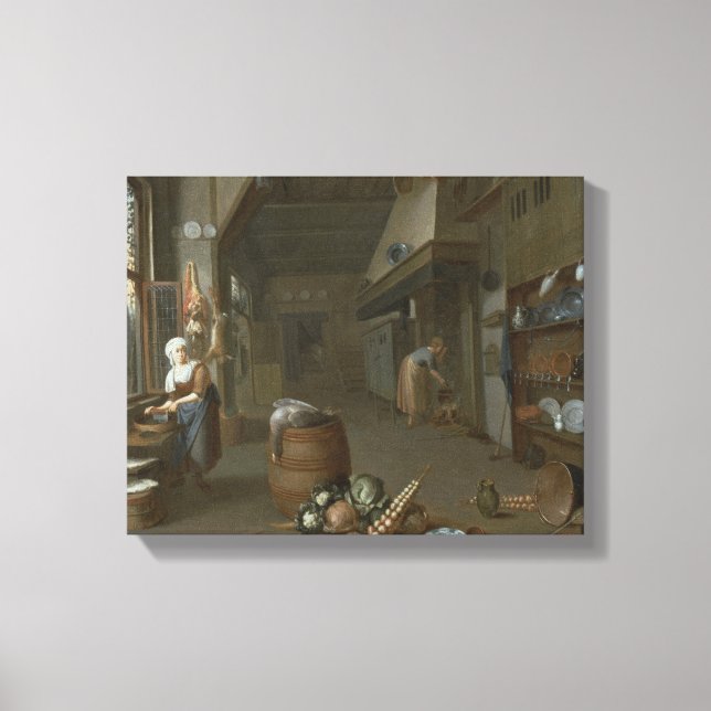 Impressão Em Tela Interior de cozinha com duas empregadas preparando (Frente)