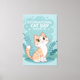 Impressão Em Tela International Cat Day Cute Whimsical Cat Art