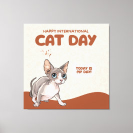 Impressão Em Tela International Cat Day Sphynx Celebration Art