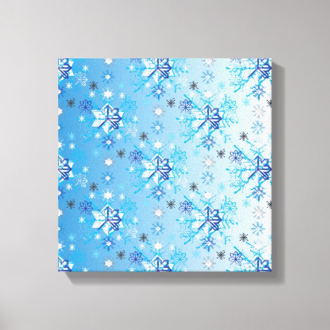 Impressão Em Tela Intrair estrelas azuis e brancas e flocos de neve (Frente)