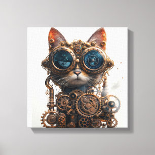 Impressão Em Tela Inventor Gato Steampunk