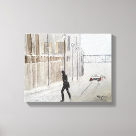 IMPRESSÃO EM TELA INVERNO NA CIDADE WATERCOLOR