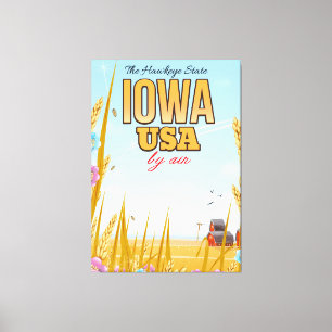 Impressão Em Tela Iowa EUA "cartaz do viagem dos desenhos animados