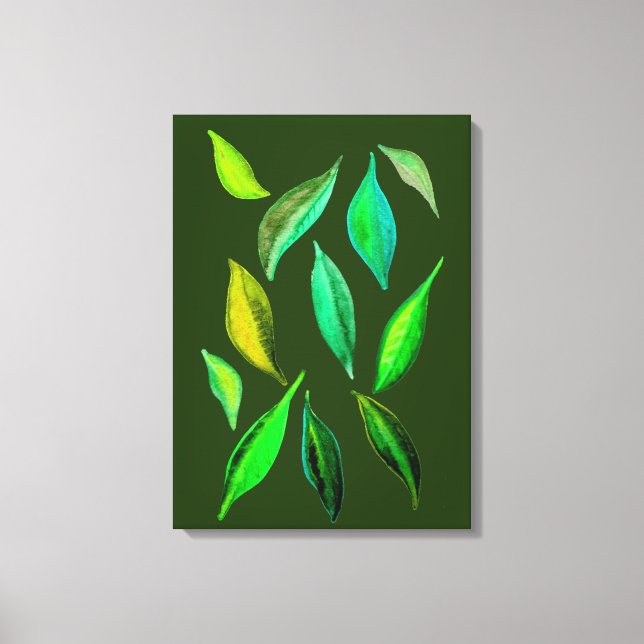 Impressão Em Tela Ir ecologia verde deixa ilustração de aquarela (Frente)