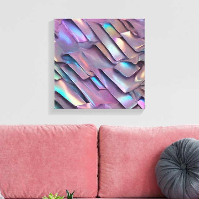 Impressão Em Tela Iridescente futurista/abstrato holográfico (Insitu(Sala de estar))