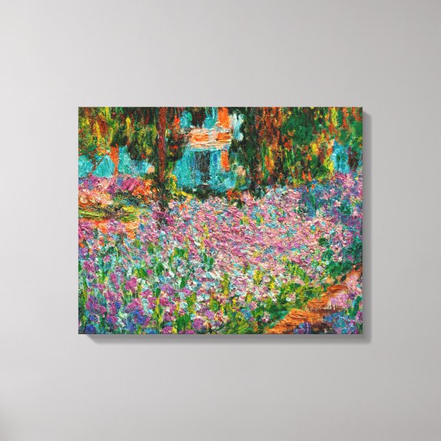 Impressão Em Tela Íris Jardim Monet Giverny flores (Frente)