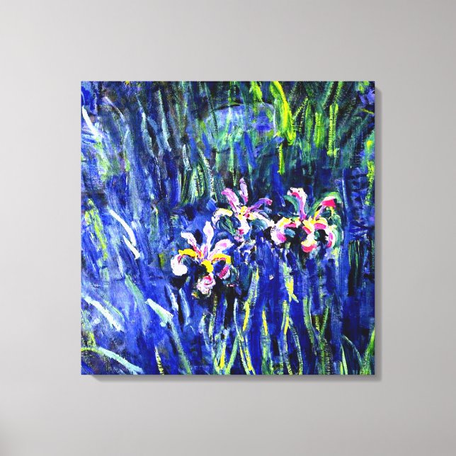Impressão Em Tela Irises, famosa pintura floral de Claude Monet, (Frente)