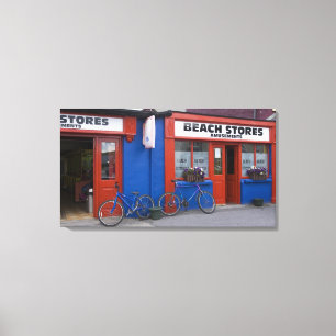 Impressão Em Tela Irlanda, Strandhill. Fachadas de lojas com bicicle