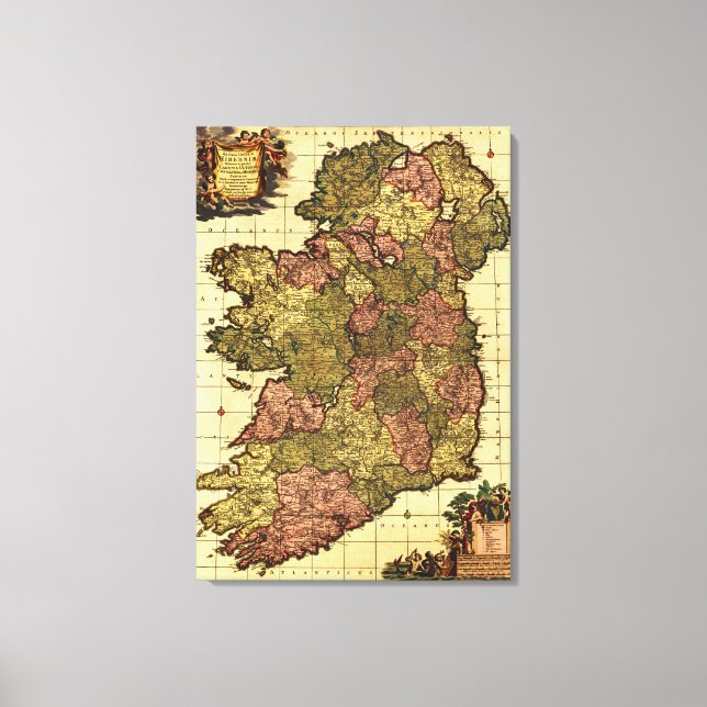Impressão Em Tela IrlandaMapaPanorâmicoIrlanda (Frente)