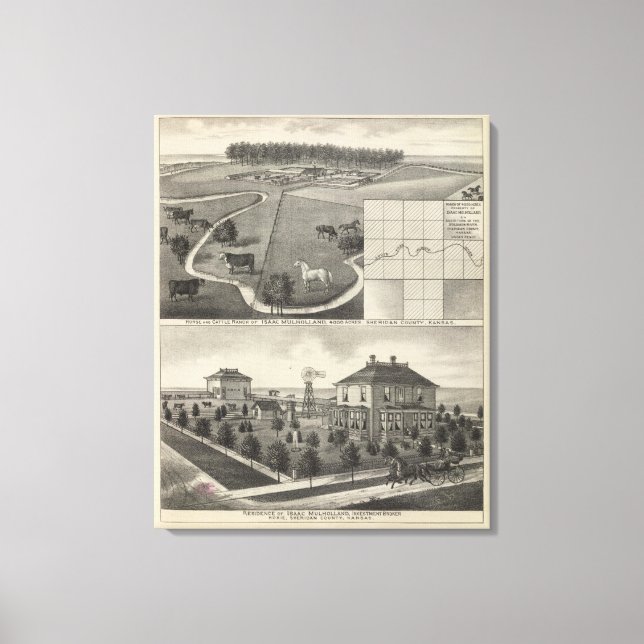 Impressão Em Tela Isaac Mulholland Ranch and Residence, Kansas (Frente)