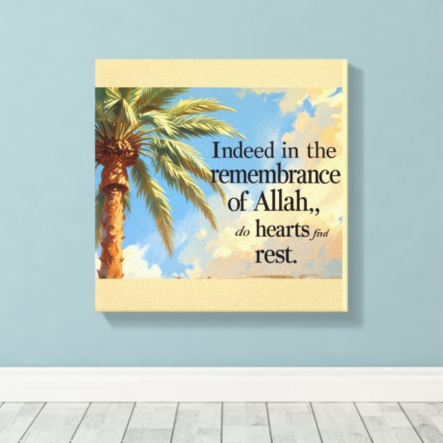 Impressão Em Tela Islamic Wall Art – Palm Tree with Quran Verse . (Insitu(piso de madeira))